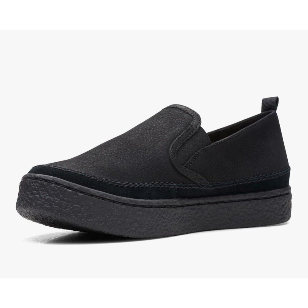 Clarks Barleigh Leather Black Slip On Shoes 8.5 M  EUC Comfort Boat
